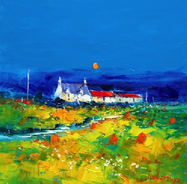 Hebridean Red Roofs and Harvest Moon 16x16 Hebridean Red Roofs and Harvest Moon 16x16